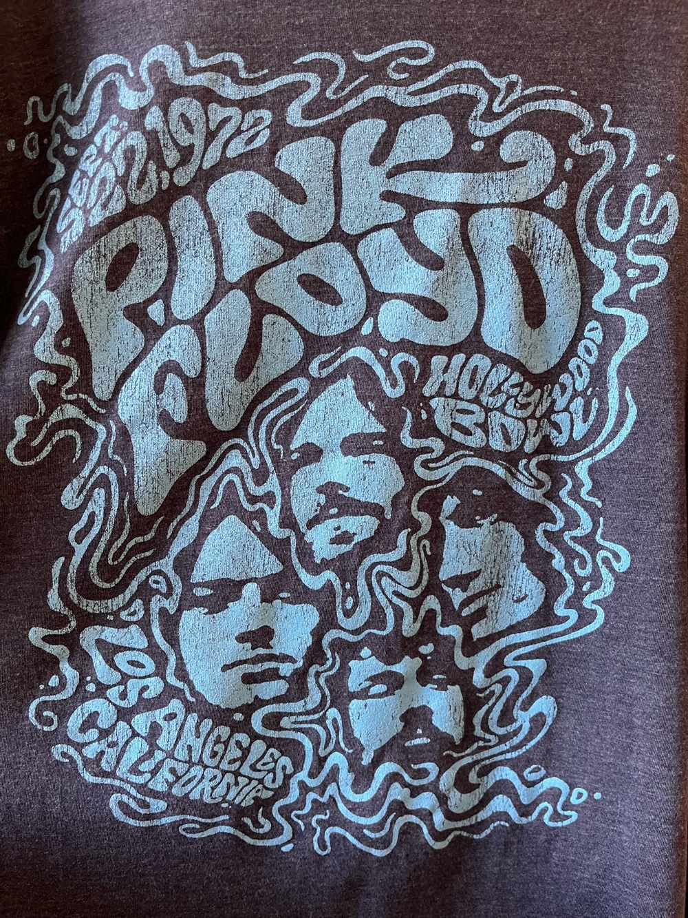Pink Floyd Vintage-Style Graphic Band Tee in Light Blue Print